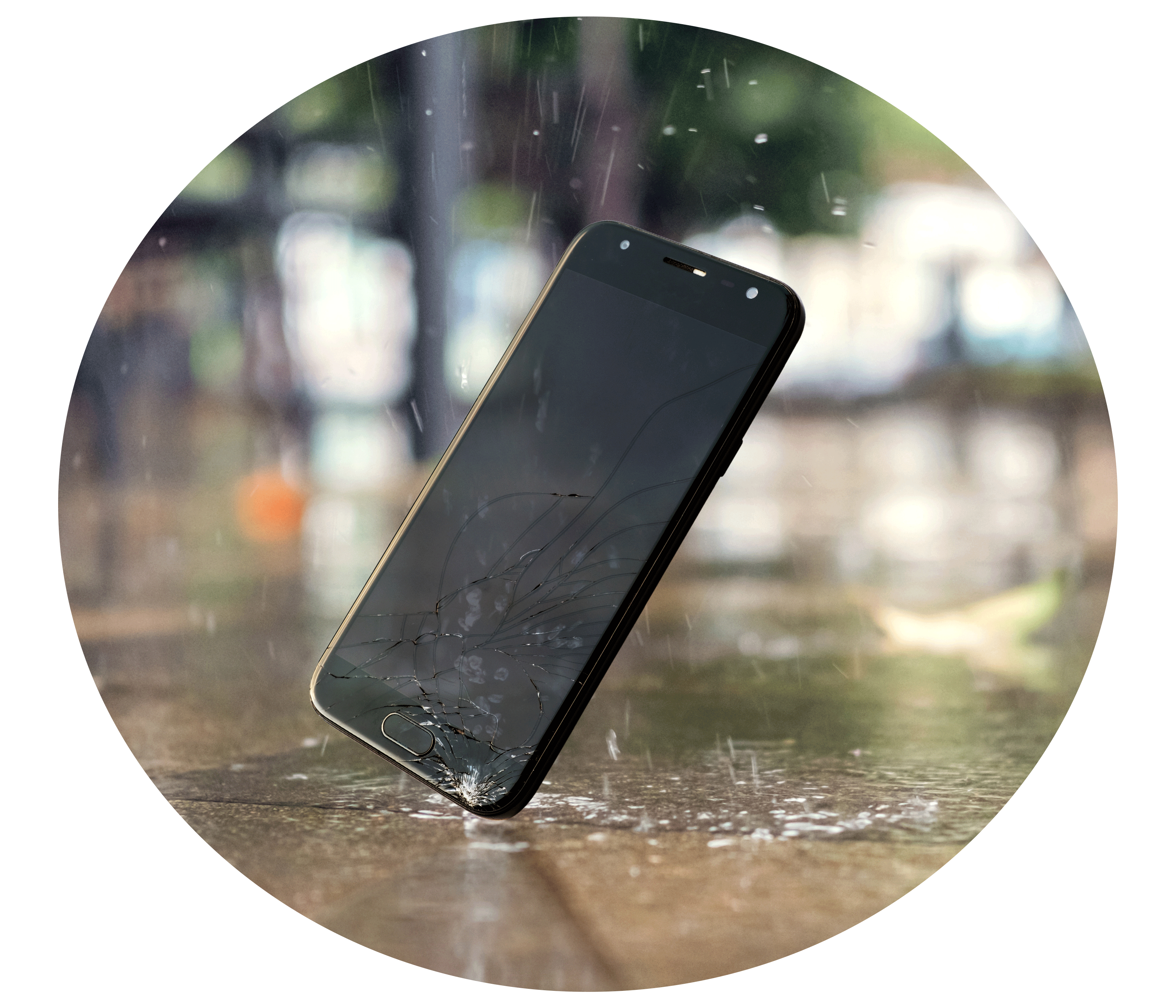 Mobiltelefon der rammer gulvet