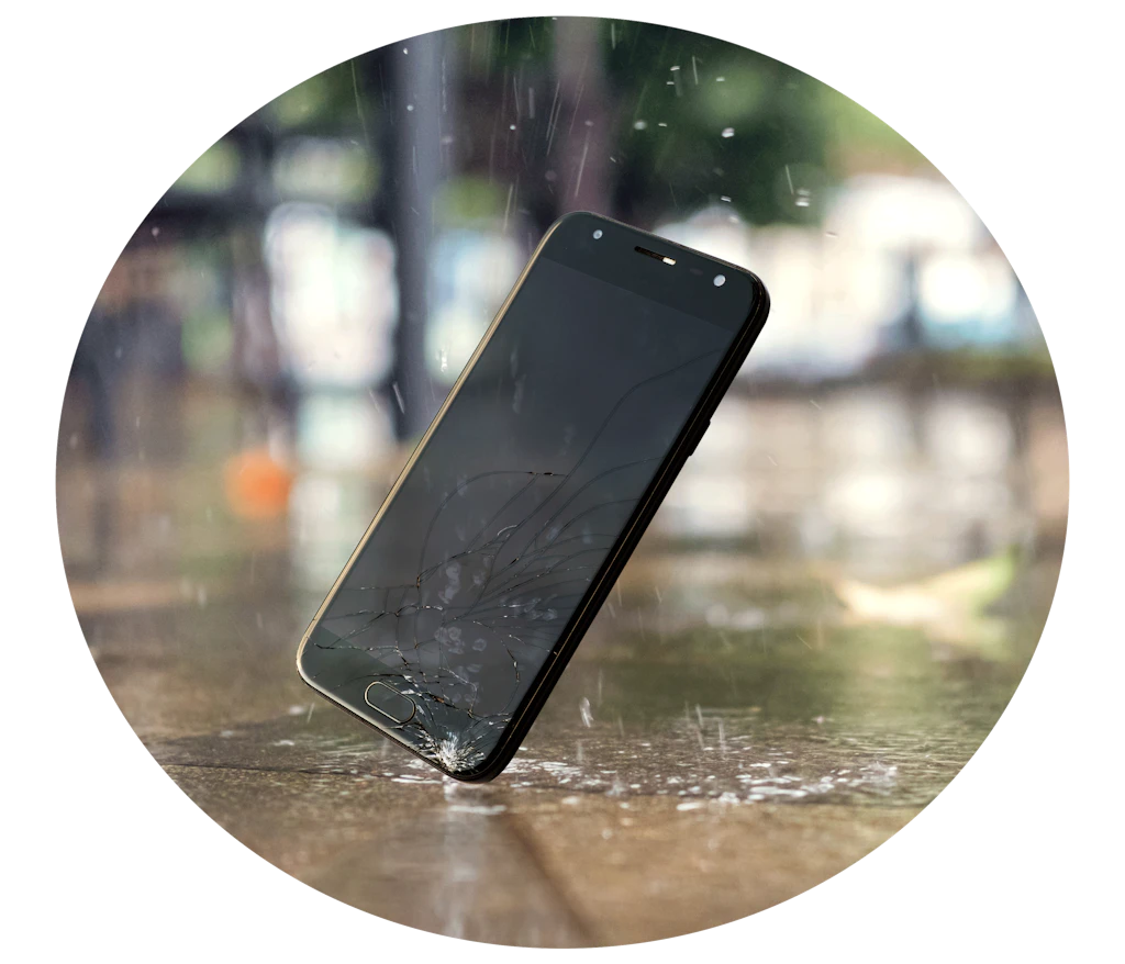 Mobiltelefon der rammer gulvet