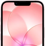 En smartphone der viser en baggrund med lyserøde og hvide bløde, overlappende cirkler i pastelagtige nuancer.