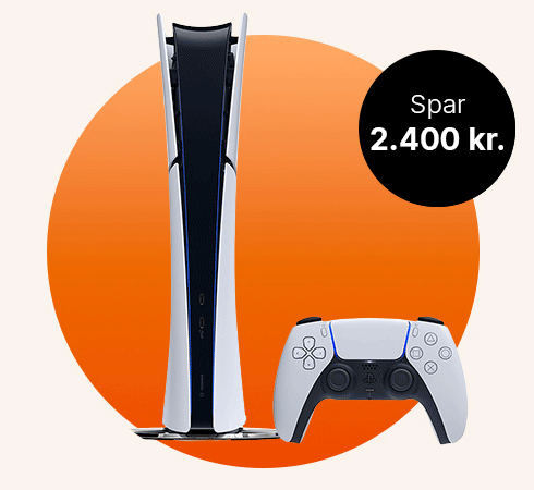Playstation 5 Slim Digital og controller. Spar 2.400 kr. 