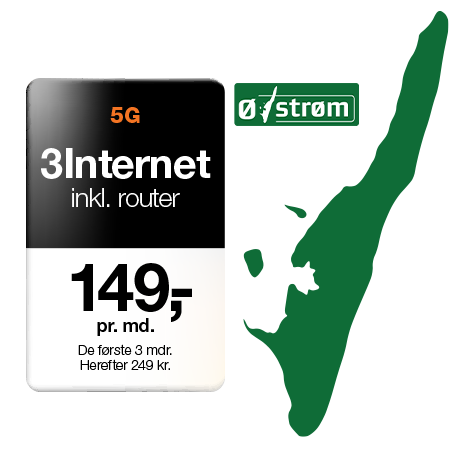 Få 3Internet på Langeland til 149 kr./md. de første 3 mdr.