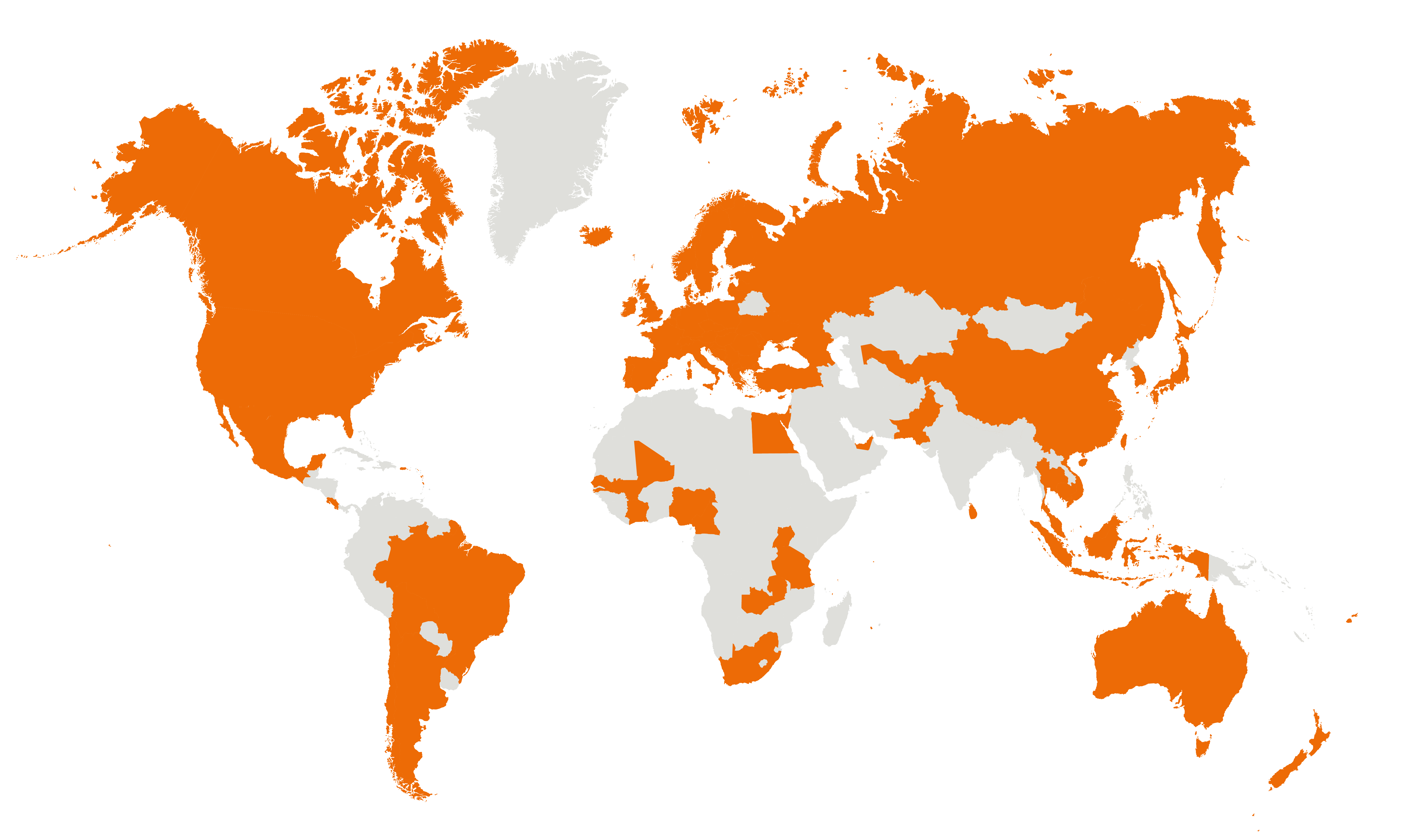 Verdenskort med de lande 3LikeHome dækker
