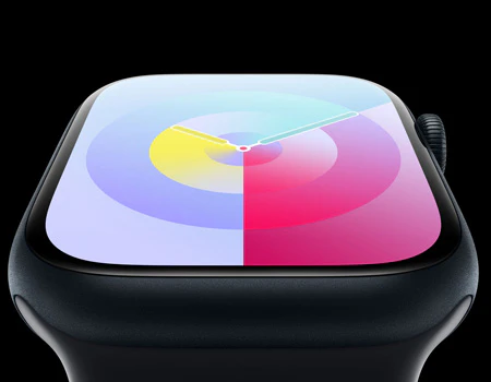 Apple watch s9 - close up af farverig skærm