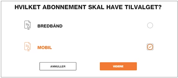 Billedet viser hvor i Mit 3 Selvbetjening man tilknytter abonnementet til et specifikt abonnement.