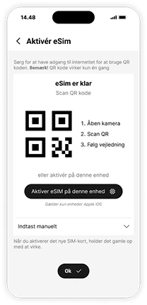 Aktivér eSim i Mit 3 app